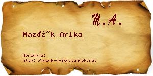 Mazák Arika névjegykártya